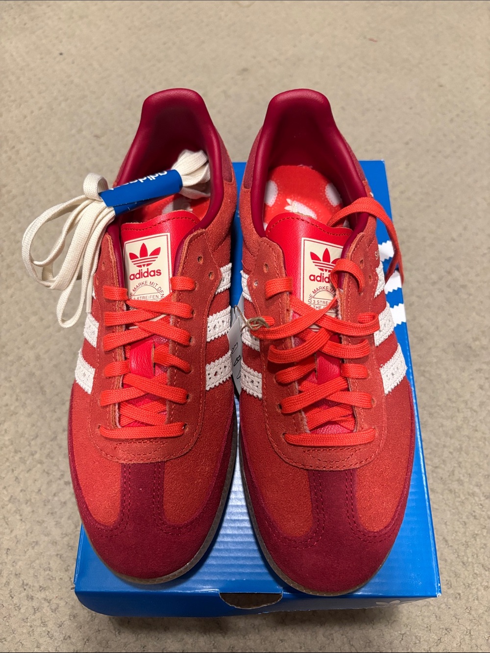 NEW Red Valentines Day Samba OG Sneakers with White Stripes Size 7